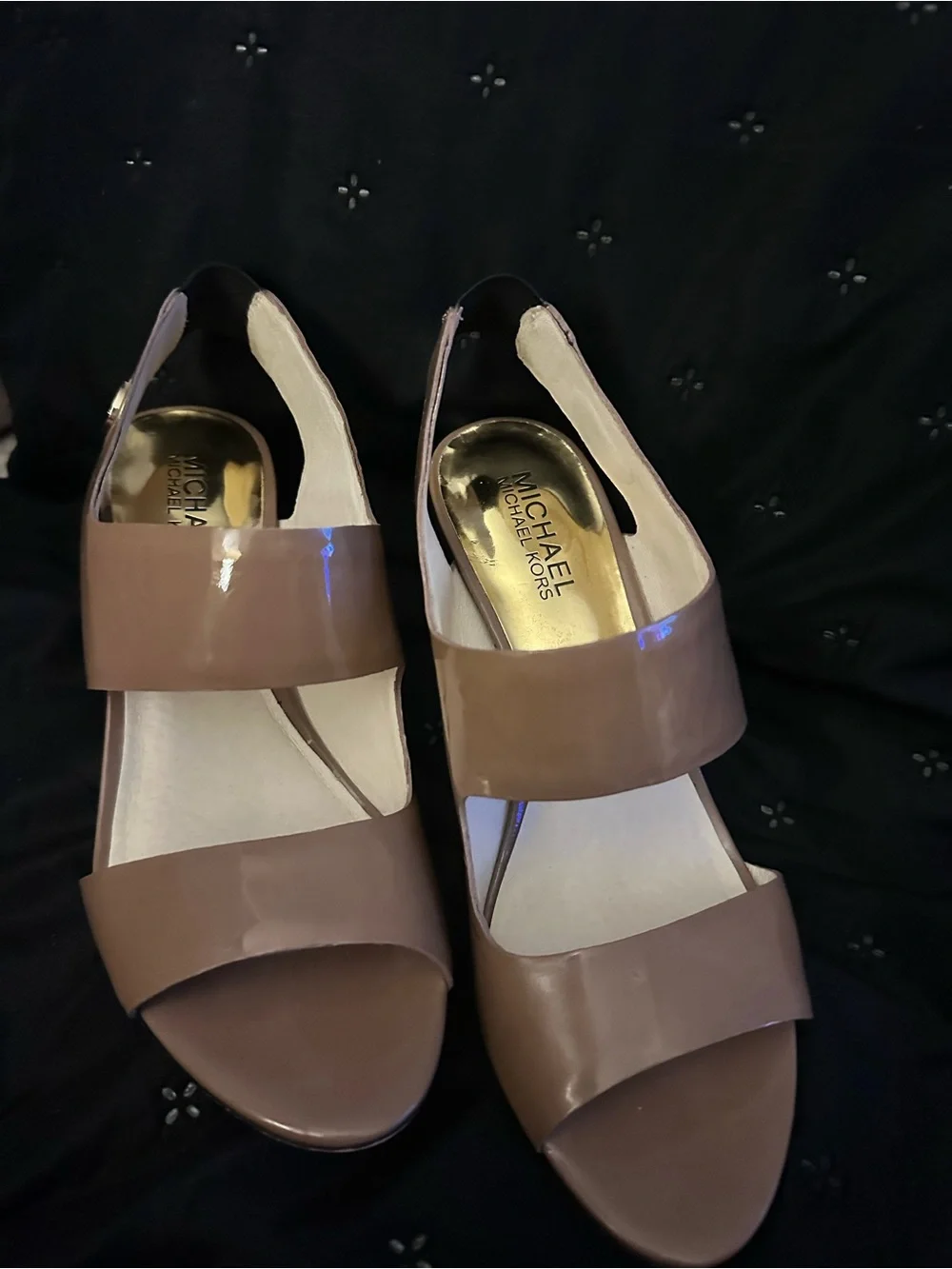 Michael Kors Tan Patent Leather Slingback Heels